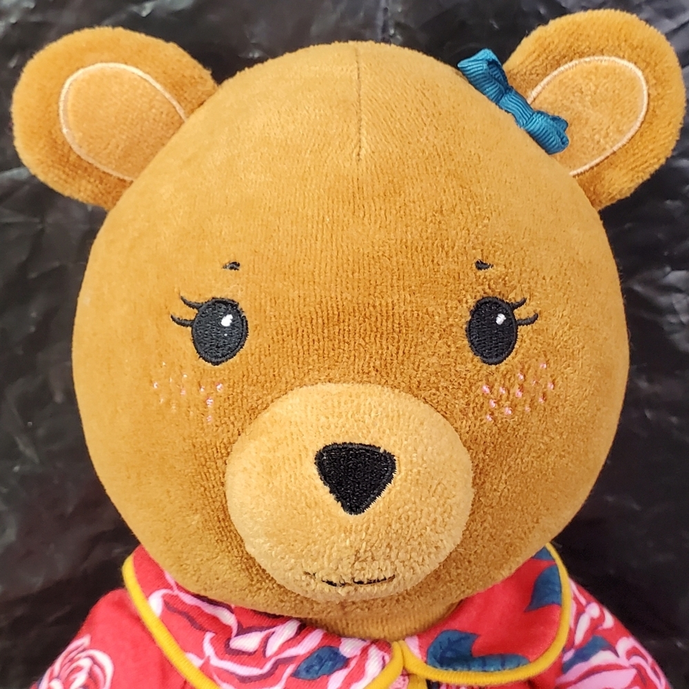 Matilda Jane Brave Bear Plush 18in Floral Christmas Nightie PJs Sewn Eyes - GUC